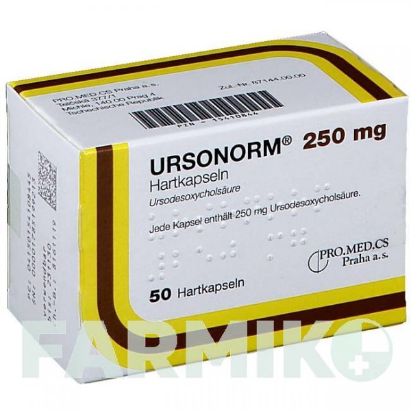УРСОНОРМ (URSONORM) 250 мг капсули 50 шт - Урсодезоксихолева кислота PRO.MED.CS PRAHA