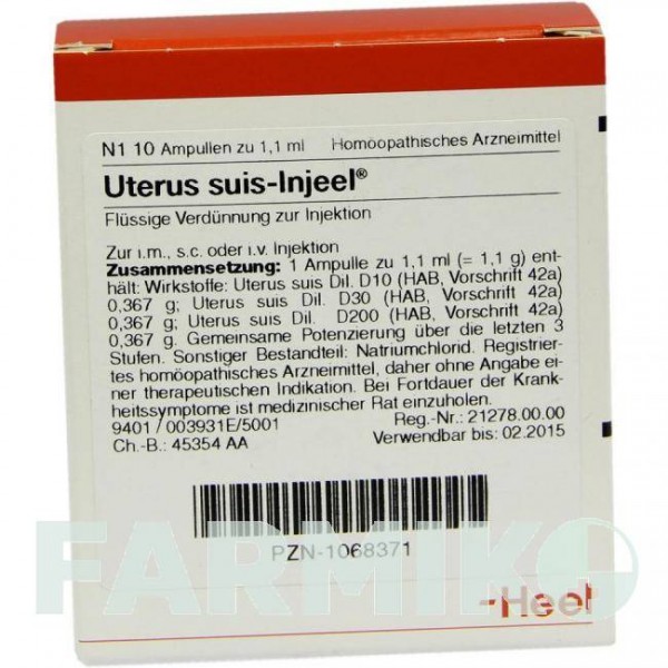 УТЕРУС СУИС (UTERUS SUIS) ампулы 10 шт - Гомеопатия BIOLOGISCHE HEILMITTEL HEEL