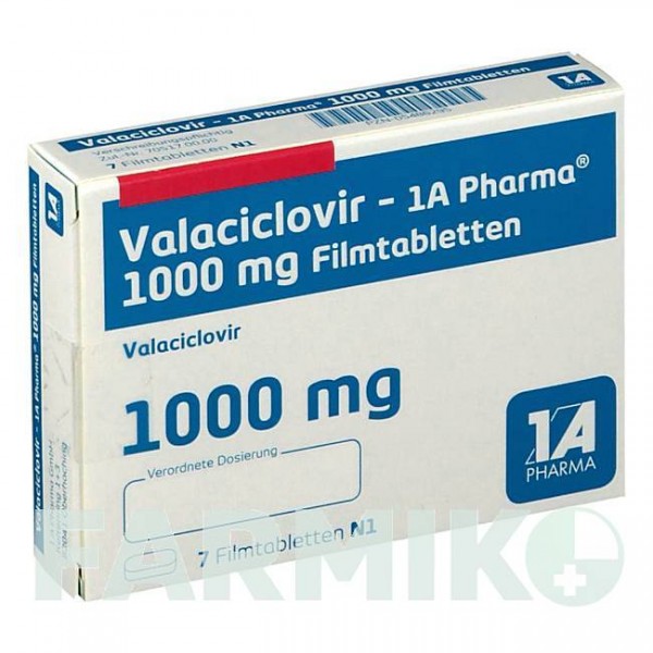 ВАЛАЦИКЛОВІР (VALACICLOVIR) 1000 мг таблетки 7 шт - Валацикловір 1 A PHARMA