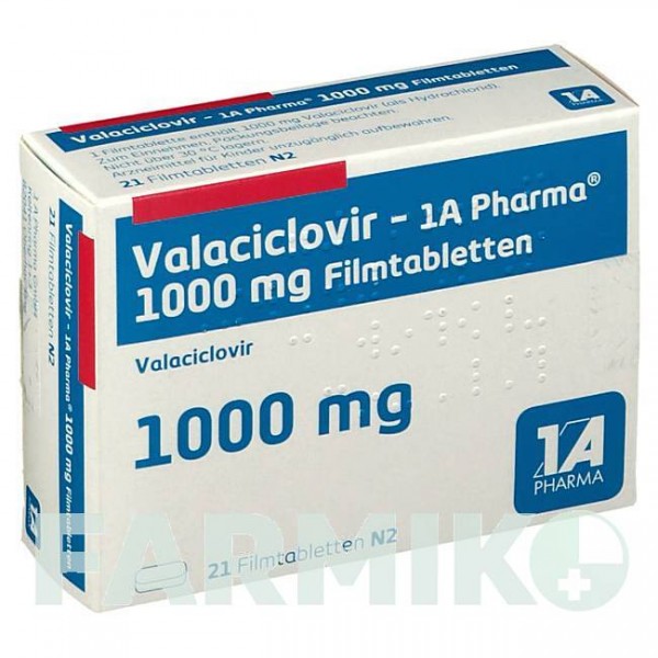 ВАЛАЦИКЛОВІР (VALACICLOVIR) 1000 мг таблетки 21 шт - Валацикловір 1 A PHARMA