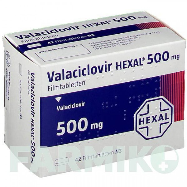 ВАЛАЦИКЛОВІР (VALACICLOVIR) 500 мг таблетки 42 шт - Валацикловір HEXAL