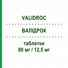 ВАЛІДРОК (VALIDROC) 80 мг/12,5 мг таблетки 28 шт - Валсартан, Діуретик SO.SE.PHARM