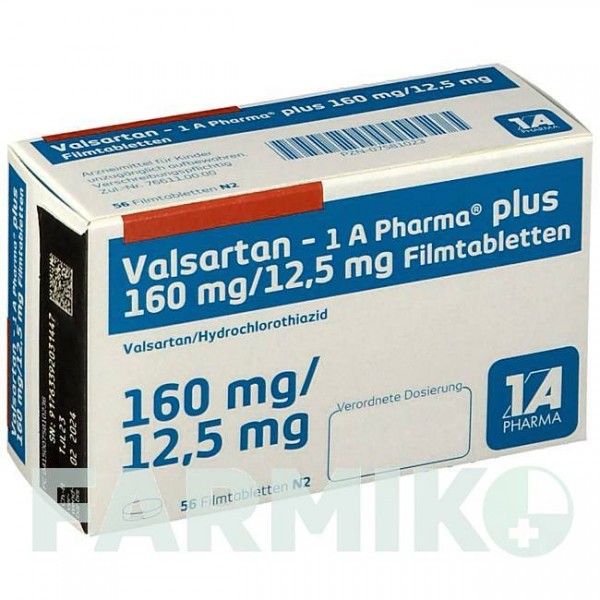 ВАЛСАРТАН (VALSARTAN) 160/12,5 мг таблетки 56 шт - Валсартан, Гідрохлоротіазид 1 A PHARMA
