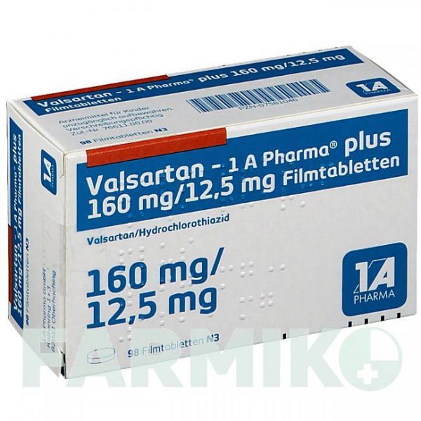 ВАЛСАРТАН (VALSARTAN) 160/12,5 мг таблетки 98 шт - Валсартан, Гідрохлоротіазид 1 A PHARMA