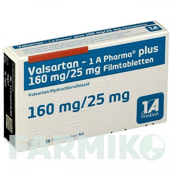 ВАЛСАРТАН (VALSARTAN) 160/25 мг таблетки 28 шт - Валсартан, Гідрохлоротіазид 1 A PHARMA