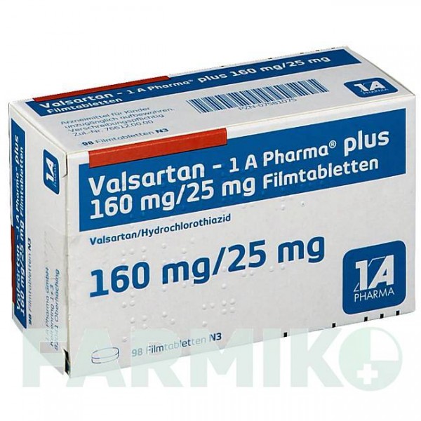 ВАЛСАРТАН (VALSARTAN) 160/25 мг таблетки 98 шт - Валсартан, Гідрохлоротіазид 1 A PHARMA