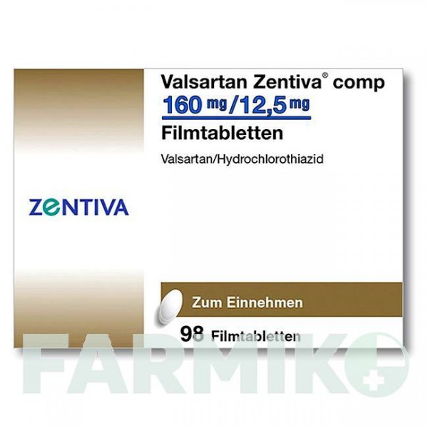 ВАЛСАРТАН (VALSARTAN) 160 мг/12,5 мг таблетки 98 шт - Валсартан, Гидрохлоротиазид ZENTIVA