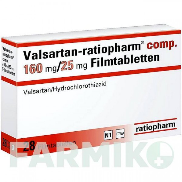 ВАЛСАРТАН (VALSARTAN) 160 мг/25 мг таблетки 28 шт - Валсартан, Гідрохлоротіазид RATIOPHARM