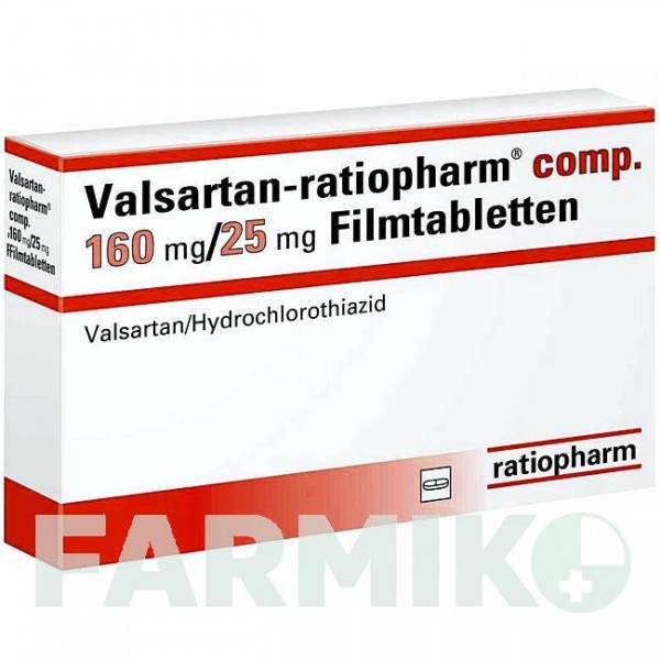 ВАЛСАРТАН (VALSARTAN) 160 мг/25 мг таблетки 56 шт - Валсартан, Гідрохлоротіазид RATIOPHARM