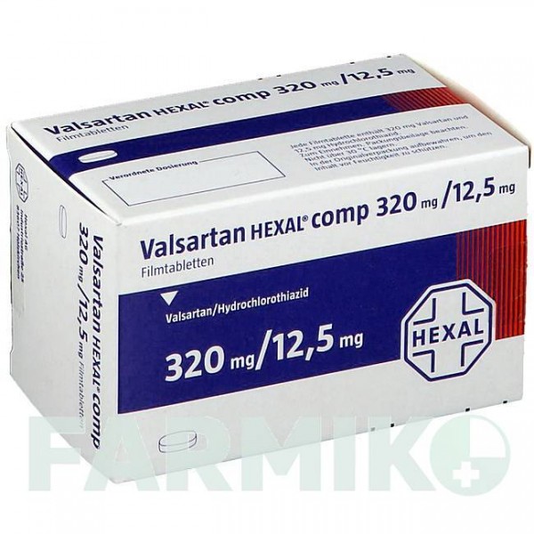 ВАЛСАРТАН (VALSARTAN) 320 мг/12,5 мг таблетки 56 шт - Валсартан, Гидрохлоротиазид HEXAL