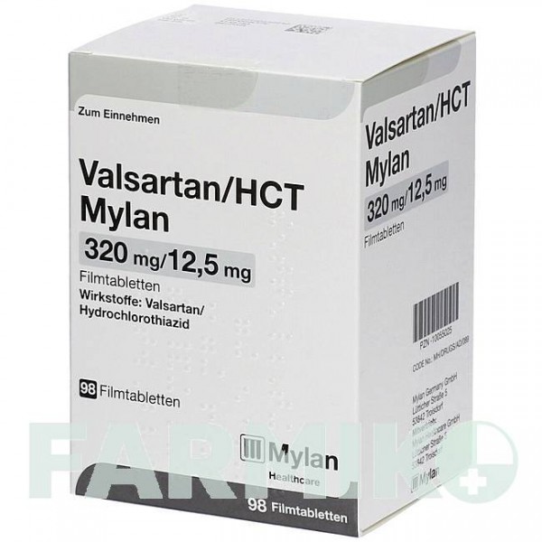 ВАЛСАРТАН (VALSARTAN) 320 мг/12,5 мг таблетки 98 шт - Валсартан, Гидрохлоротиазид VIATRIS