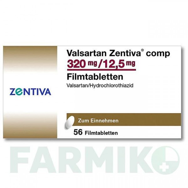 ВАЛСАРТАН (VALSARTAN) 320 мг/12,5 мг таблетки 56 шт - Валсартан, Гідрохлоротіазид ZENTIVA