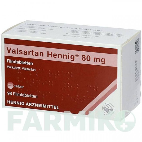 ВАЛСАРТАН (VALSARTAN) 80 мг таблетки 28 шт - Валсартан HENNIG