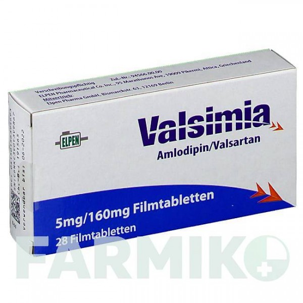 ВАЛЬСИМИЯ (VALSIMIA) 5 мг/160 мг таблетки 28 шт - Валсартан, Амлодипин ELPEN PHARMACEUTICAL
