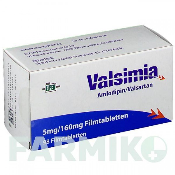 ВАЛЬСИМИЯ (VALSIMIA) 5 мг/160 мг таблетки 98 шт - Валсартан, Амлодипин ELPEN PHARMACEUTICAL