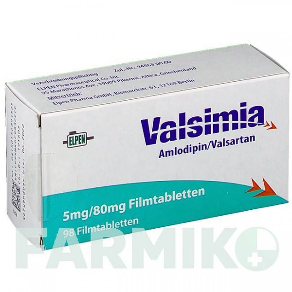 ВАЛЬСИМИЯ (VALSIMIA) 5 мг/80 мг таблетки 98 шт - Валсартан, Амлодипин ELPEN PHARMACEUTICAL