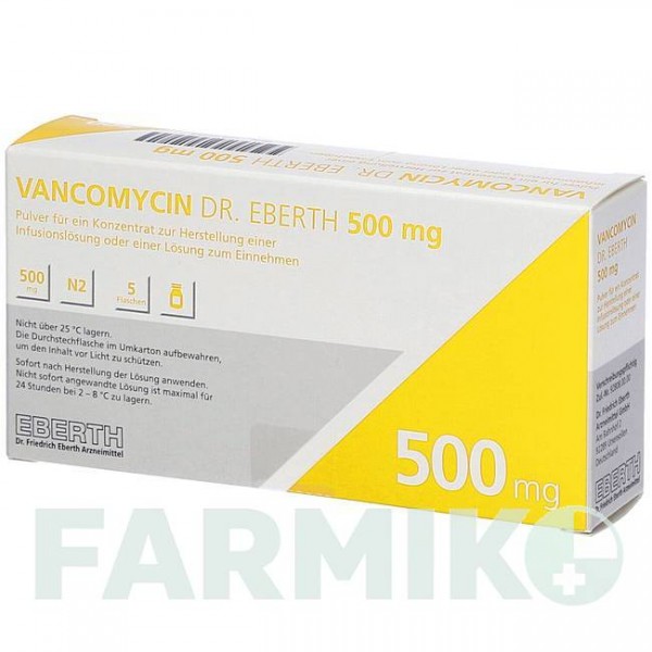 ВАНКОМІЦИН (VANCOMYCIN) 500 мг порошок 5 шт - Ванкоміцин DR.FRIEDRICH EBERTH