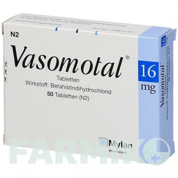 ВАЗОМОТАЛ (VASOMOTAL) 16 мг таблетки 50 шт - Бетагістин VIATRIS
