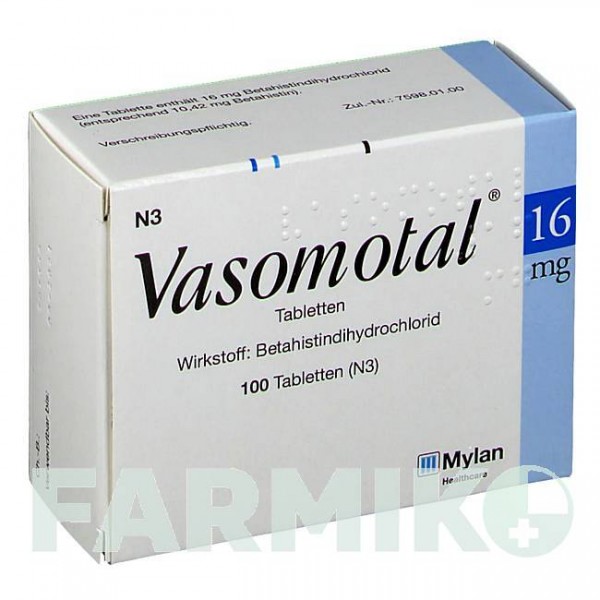 ВАЗОМОТАЛ (VASOMOTAL) 16 мг таблетки 100 шт - Бетагистин VIATRIS