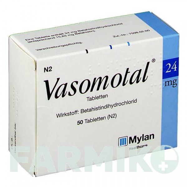 ВАЗОМОТАЛ (VASOMOTAL) 24 мг таблетки 50 шт - Бетагистин VIATRIS