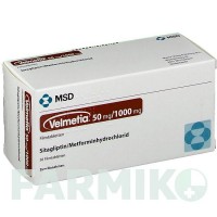ВЕЛМЕТІЯ (VELMETIA) 50 мг/1000 мг таблетки 56 шт - Метформін, Ситагліптин BERLIN-CHEMIE