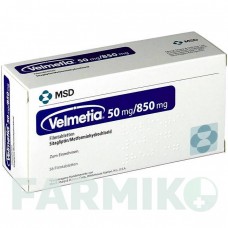 ВЕЛМЕТИЯ (VELMETIA) 50 мг/850 мг таблетки 56 шт - Метформин, Ситаглиптин BERLIN-CHEMIE