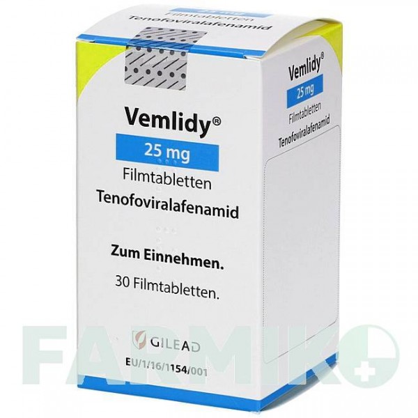 ВЕМЛИДИ (VEMLIDY) 25 мг таблетки 30 шт - Тенофовир GILEAD SCIENCES