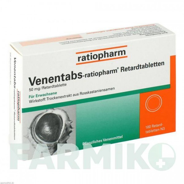 ВЕНЕНТАБС (VENENTABS) таблетки 100 шт - Плоды конского каштана RATIOPHARM