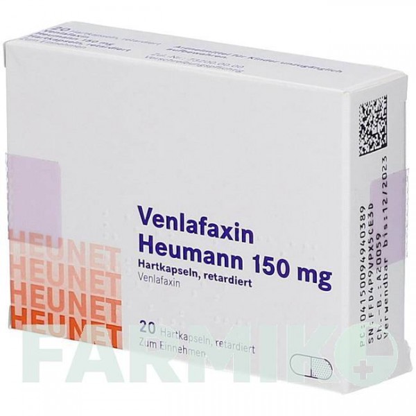 ВЕНЛАФАКСИН (VENLAFAXIN) 150 мг капсули 20 шт - Венлафаксин HEUNET PHARMA