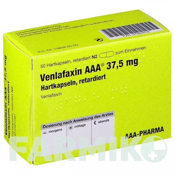 ВЕНЛАФАКСИН (VENLAFAXIN) 37,5 мг капсулы 50 шт - Венлафаксин AAA - PHARMA