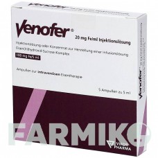 ВЕНОФЕР (VENOFER) 20 мг мл розчин 5x5 мл - Залізо (III) оксид-сахароза комплекс ORIFARM