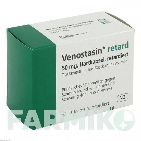 ВЕНОСТАЗИН (VENOSTASIN) 50 мг капсулы 50 шт - Плоды конского каштана EURIMPHARM