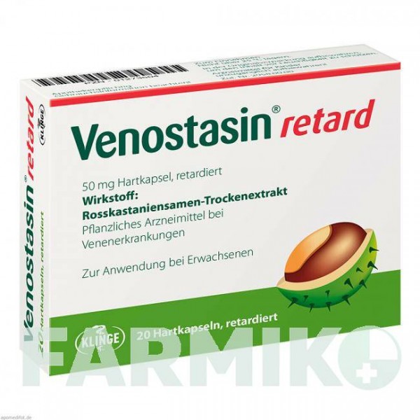 ВЕНОСТАЗИН (VENOSTASIN) 50 мг капсулы 20 шт - Плоды конского каштана KLINGE PHARMA