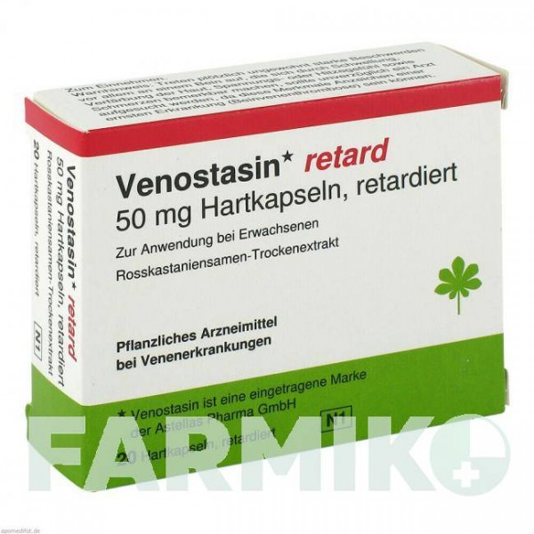 ВЕНОСТАЗИН (VENOSTASIN) 50 мг капсули 20 шт - Плоди кінського каштана KOHLPHARMA