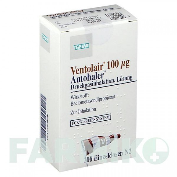 ВЕНТОЛАЙР (VENTOLAIR) 100 мкг 200 доз аэрозоль 1 шт - Беклометазон TEVA
