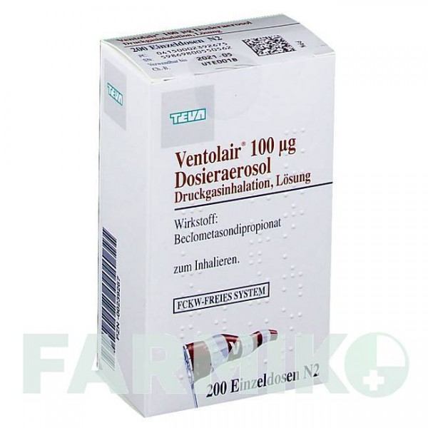 ВЕНТОЛАЙР (VENTOLAIR) 100 мкг 200 доз аэрозоль 1 шт - Беклометазон TEVA