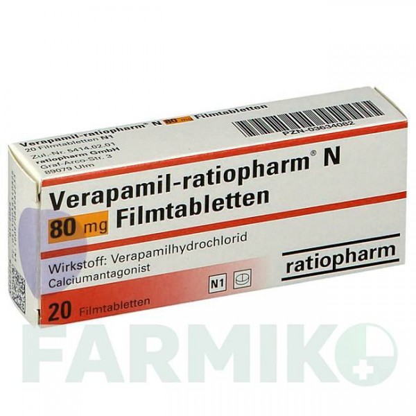 ВЕРАПАМІЛ (VERAPAMIL) 80 мг таблетки 20 шт - Верапаміл RATIOPHARM