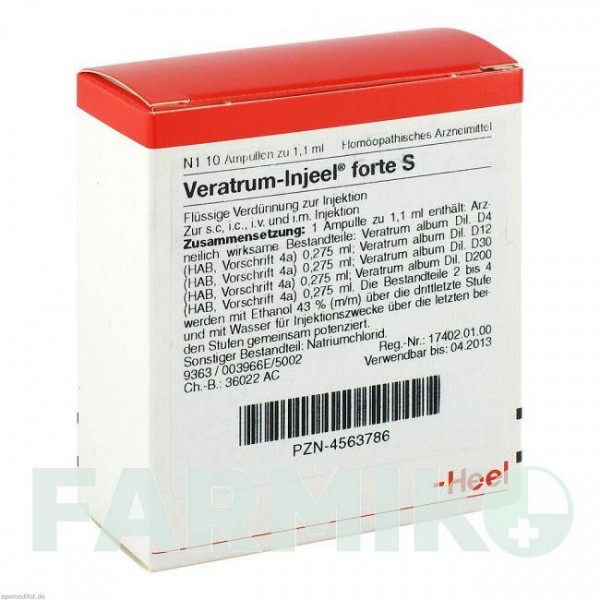 ВЕРАТРУМ ИНЬЕЛЬ (VERATRUM INJEEL) ампулы 10 шт - Гомеопатия BIOLOGISCHE HEILMITTEL HEEL