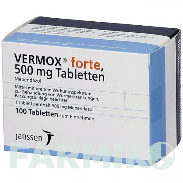 ВЕРМОКС (VERMOX) 500 мг таблетки 100 шт - Мебендазол DOCPHARM