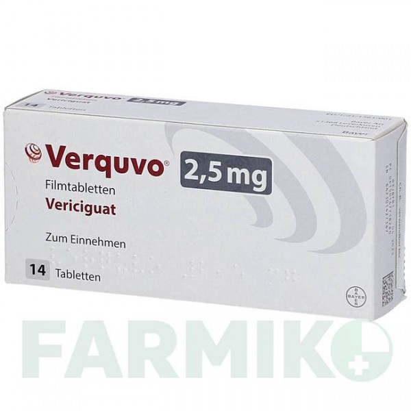 ВЕРКУВО (VERQUVO) 2,5 мг таблетки 1x14 шт - Верицигуат BAYER