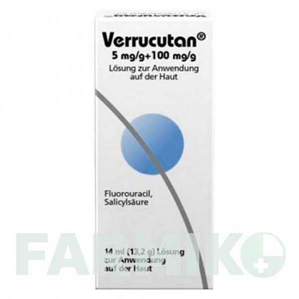 ВЕРРУКУТАН (VERRUCUTAN) 5 мг/г + 100 мг/г розчин 14 мл - Фторурацил, Інше DERMAPHARM