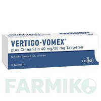 ВЕРТИГО ВОМЕКС (VERTIGO VOMEX) 40 мг/20 мг таблетки 30 шт - Циннаризин, Дименгидринат KLINGE PHARMA