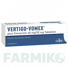ВЕРТИГО ВОМЕКС (VERTIGO VOMEX) 40 мг/20 мг таблетки 30 шт - Циннаризин, Дименгидринат KLINGE PHARMA