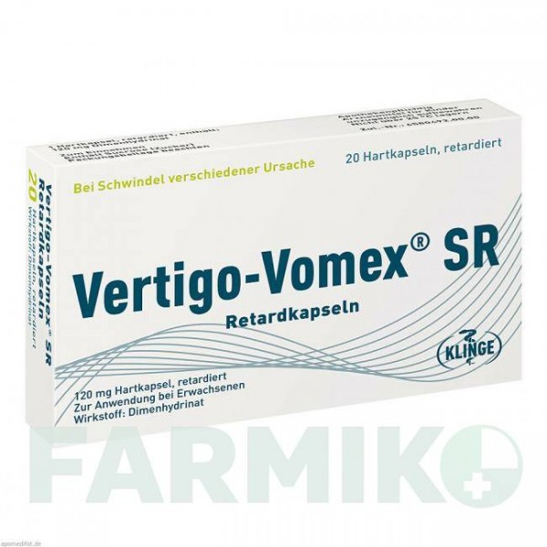 ВЕРТИГО ВОМЕКС (VERTIGO VOMEX) капсулы 20 шт - Дименгидринат KLINGE PHARMA