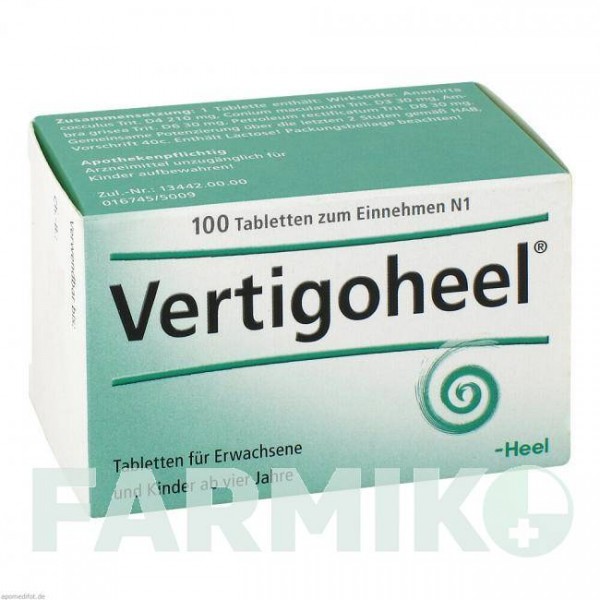 ВЕРТИГОХЕЛЬ (VERTIGOHEEL) таблетки 100 шт - Гомеопатия BIOLOGISCHE HEILMITTEL HEEL