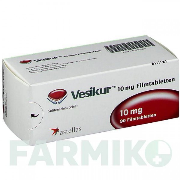 ВЕЗИКУР (VESIKUR) 10 мг таблетки 90 шт - Солифенацин ASTELLAS PHARMA
