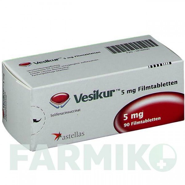 ВЕЗИКУР (VESIKUR) 5 мг таблетки 90 шт - Соліфенацин ASTELLAS PHARMA