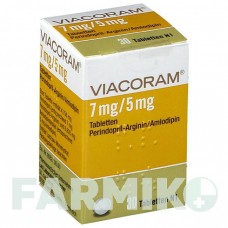 ВІАКОРАМ (VIACORAM) 7 мг/5 мг таблетки 30 шт - Периндоприл, Амлодипін SERVIER