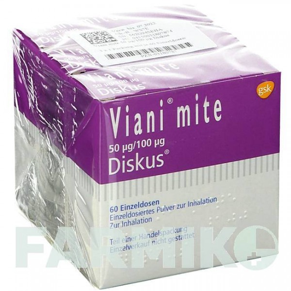 ВИАНИ (VIANI) 50 мкг/100 мкг доз порошок 3x60 шт - Сальметерол, Флутиказон GLAXOSMITHKLINE