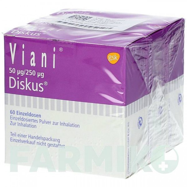 ВИАНИ (VIANI) 50 мкг/250 мкг порошок 3x60 шт - Сальметерол, Флутиказон GLAXOSMITHKLINE